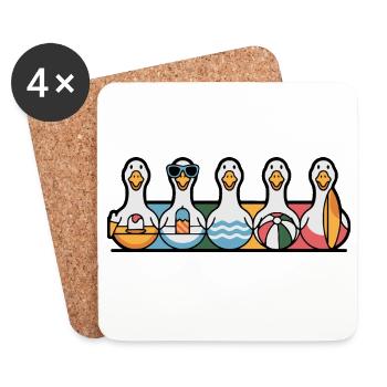 Rangée d’oies d’été - Dessous de verre (lot de 4) - blanc - Devant