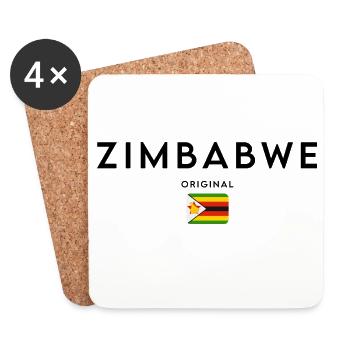 Zimbabwean pride, minimalist sleek design - Coasters (set of 4) - white - Front