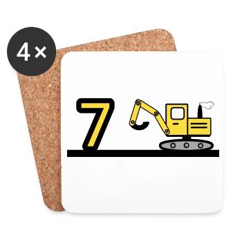 Bagger - Untersetzer (4er-Set) - Weiß - Vorne