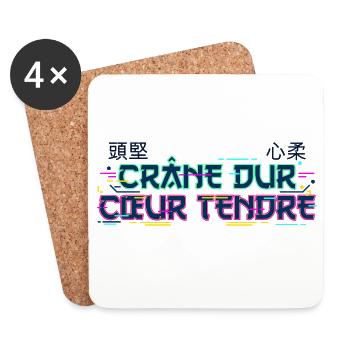 Cyber Japan - Crâne dur Cœur tendre - Dessous de verre (lot de 4) - blanc - Devant