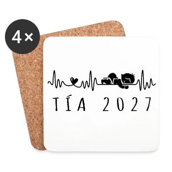 Tía 2027 Latido del Corazón Anuncio Embarazo - Untersetzer (4er-Set) - Weiß - Vorne