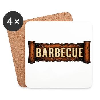 Barbecue Schrift - Untersetzer (4er-Set) - Weiß - Vorne