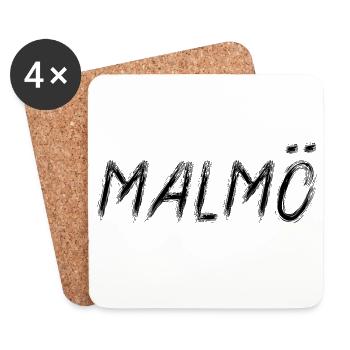 Malmö Suède Style Grunge Pinceau Noir - Dessous de verre (lot de 4) - blanc - Devant