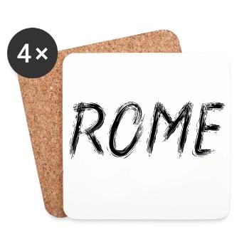 Rome Graphic Brush Lettering Schwarz - Untersetzer (4er-Set) - Weiß - Vorne
