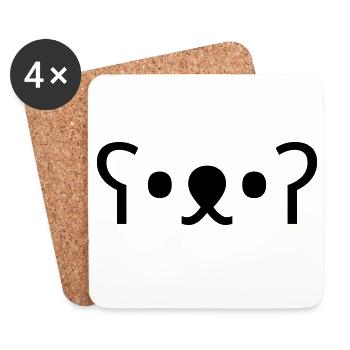 Kuma Bär ʕ•ᴥ•ʔ süßes Bären Emoticon - Untersetzer (4er-Set) - Weiß - Vorne