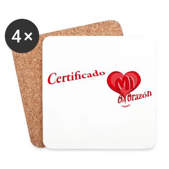 Certificado con mi corazón— Certified with My Hear - Dessous de verre (lot de 4) - blanc - Devant