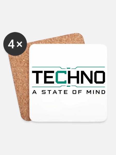 Techno - A State of Mind - Untersetzer (4er-Set) - Weiß