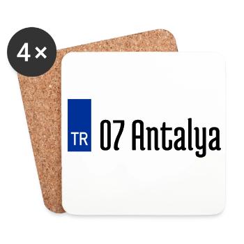 07 Antalya Plaka Streetwear - Untersetzer (4er-Set) - Weiß - Vorne