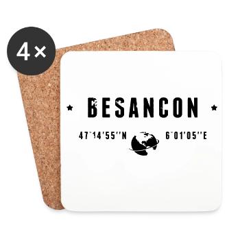 Besancon France Coordonnées Gps Globe - Dessous de verre (lot de 4) - blanc - Devant