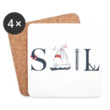 SAIL – Maritimes Typografie Design - Untersetzer (4er-Set) - Weiß - Vorne
