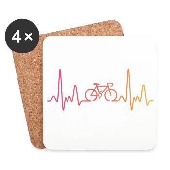 Sunset Cycling Heartbeat Cycling - Coasters (set of 4) - white - Front