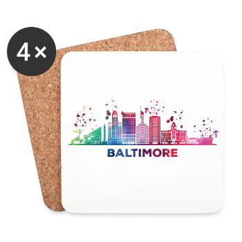 Baltimorean Watercolor Skyline Baltimore - Coasters (set of 4) - white - Front