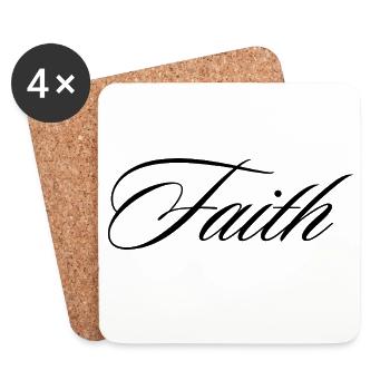 Faith Cursive Calligraphy Script Typography Graphi - Coasters (set of 4) - white - Front