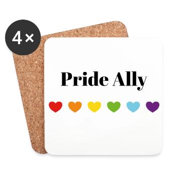 Rainbow Hearts Safe Space Pride Ally - Coasters (set of 4) - white - Front
