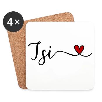 Isi avec le cœur - Dessous de verre (lot de 4) - blanc - Devant