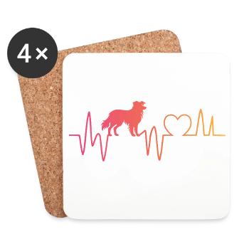 Border Collie Herzschlag Hundehalter - Untersetzer (4er-Set) - Weiß - Vorne