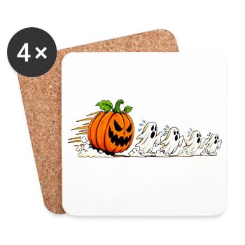HALLOWEEN KÜRBIS GEIST - Untersetzer (4er-Set) - Weiß - Vorne