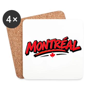 Montreal Schriftzug mit Ahornblatt - Untersetzer (4er-Set) - Weiß - Vorne