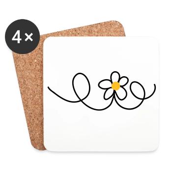 fleur - Dessous de verre (lot de 4) - blanc - Devant