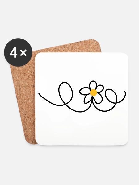 Blume - Untersetzer (4er-Set) - Weiß