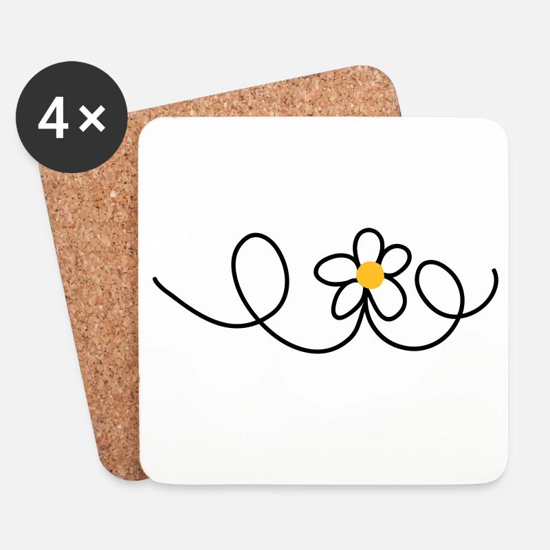 Blume - Untersetzer (4er-Set) - Weiß