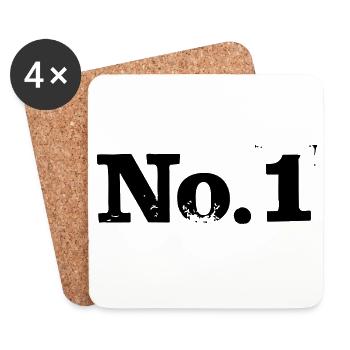 No. 1 - Number 1 - Coasters (set of 4) - white - Front