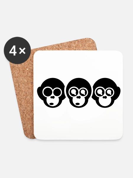the three monkeys - Coasters (set of 4) - white