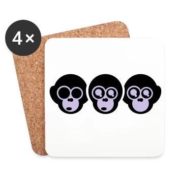 the three monkeys - Coasters (set of 4) - white - Front