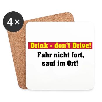 Party Shirt , Drink ... sauf im Ort (25) - Untersetzer (4er-Set) - Weiß - Vorne