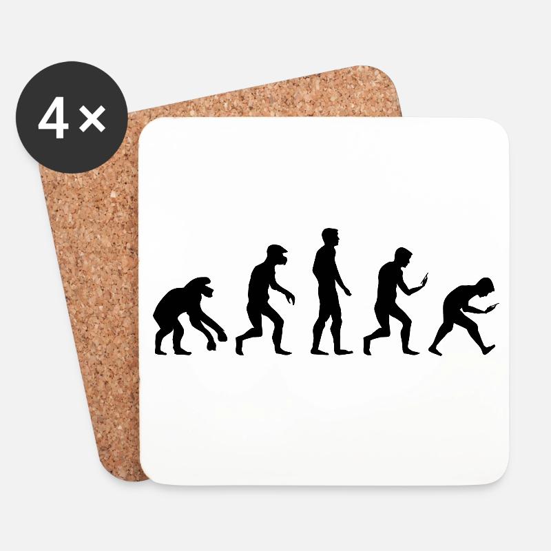 funny evolution smartphone mobile phone addiction icon - Coasters (set of 4) - white