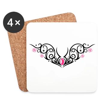 Kirschblüten Tribal, cherry blossom Tattoo - Dessous de verre (lot de 4) - blanc - Devant