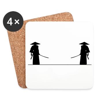 Samurai Kampf - Untersetzer (4er-Set) - Weiß - Vorne