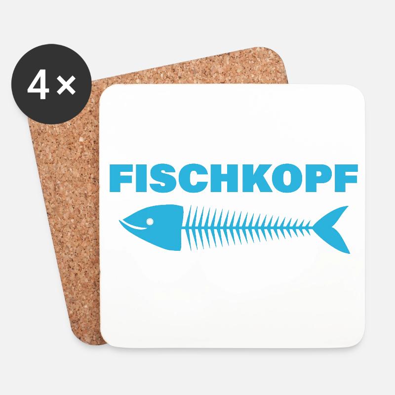 FISCHKOPF - Untersetzer (4er-Set) - Weiß