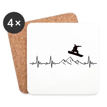 Snowboarding Herzschlag Geschenk für Snowboarder - Untersetzer (4er-Set) - Weiß - Vorne