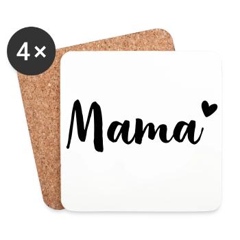 Mama Herz - Geschenkidee - Muttertag Geburtstag - Untersetzer (4er-Set) - Weiß - Vorne