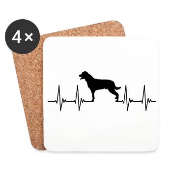Rottweiler, fighting dog, heart, pulse, heartbeat dog - Coasters (set of 4) - white - Front