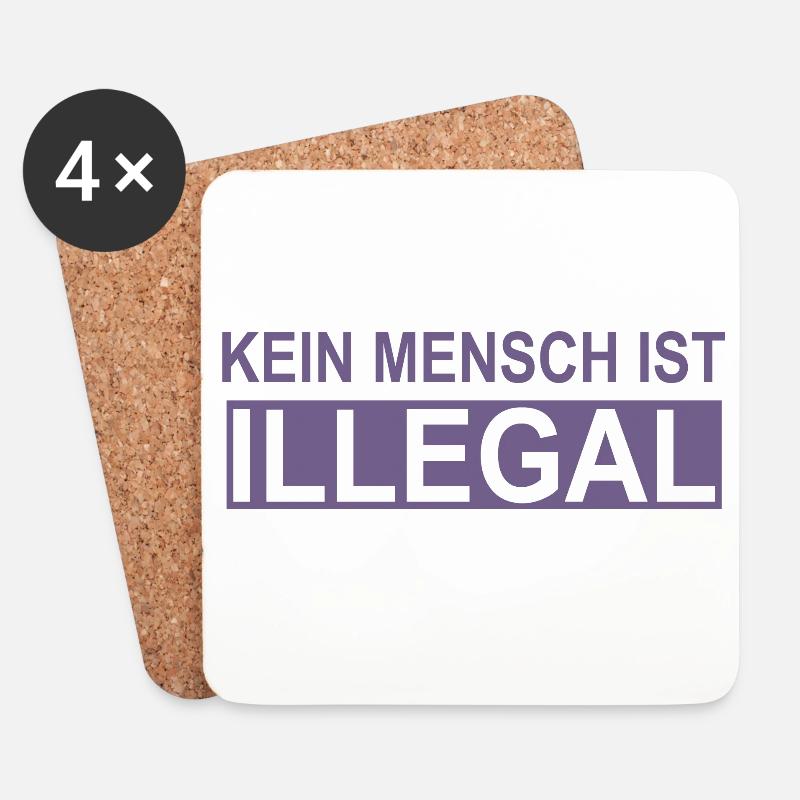 Kein Mensch ist Illegal - Untersetzer (4er-Set) - Weiß