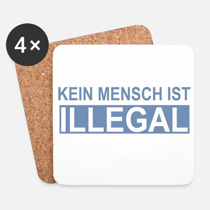 Kein Mensch ist Illegal - Untersetzer (4er-Set) - Weiß