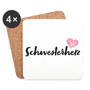 Schwesterherz - Untersetzer (4er-Set) - Weiß - Vorne