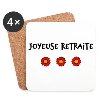 RETRAITE. BONNE RETRAITE. JOYEUSE RETRAITE - Dessous de verre (lot de 4) - blanc - Devant