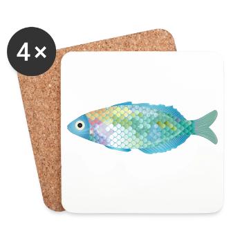 Le poisson coloré brille dans des couleurs délicates - Dessous de verre (lot de 4) - blanc - Devant