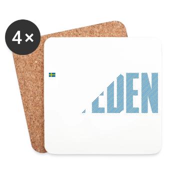 Typographie du drapeau gras de la Suède - Dessous de verre (lot de 4) - blanc - Devant