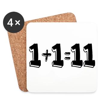 1 plus 1 égal 11 - Dessous de verre (lot de 4) - blanc - Devant