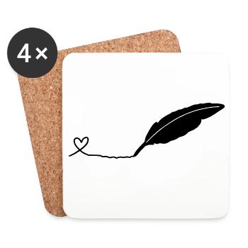 stylo à écrire - Dessous de verre (lot de 4) - blanc - Devant