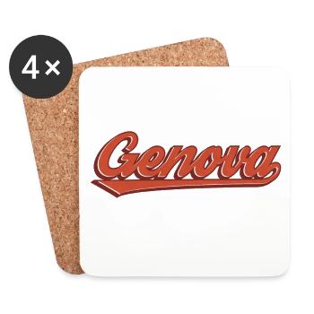 Logo rétro de lettrage Genova - Dessous de verre (lot de 4) - blanc - Devant