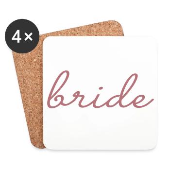 Braut passende Verlobung Brautdusche Hochzeit - Untersetzer (4er-Set) - Weiß - Vorne