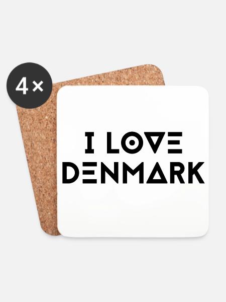 I LOVE DENMARK - Untersetzer (4er-Set) - Weiß