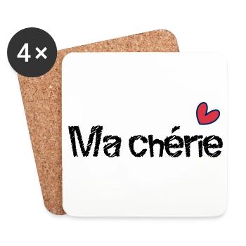 MA CHERIE. FÊTE DES MÈRES. BONNE FÊTE MAMAN. MAMAN - Dessous de verre (lot de 4) - blanc - Devant
