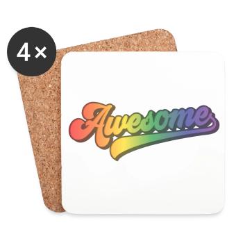 Super | Arc-en-ciel impressionnant - Dessous de verre (lot de 4) - blanc - Devant