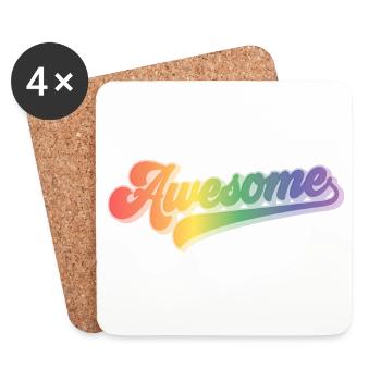 Awesome | Impressive rainbow - Coasters (set of 4) - white - Front